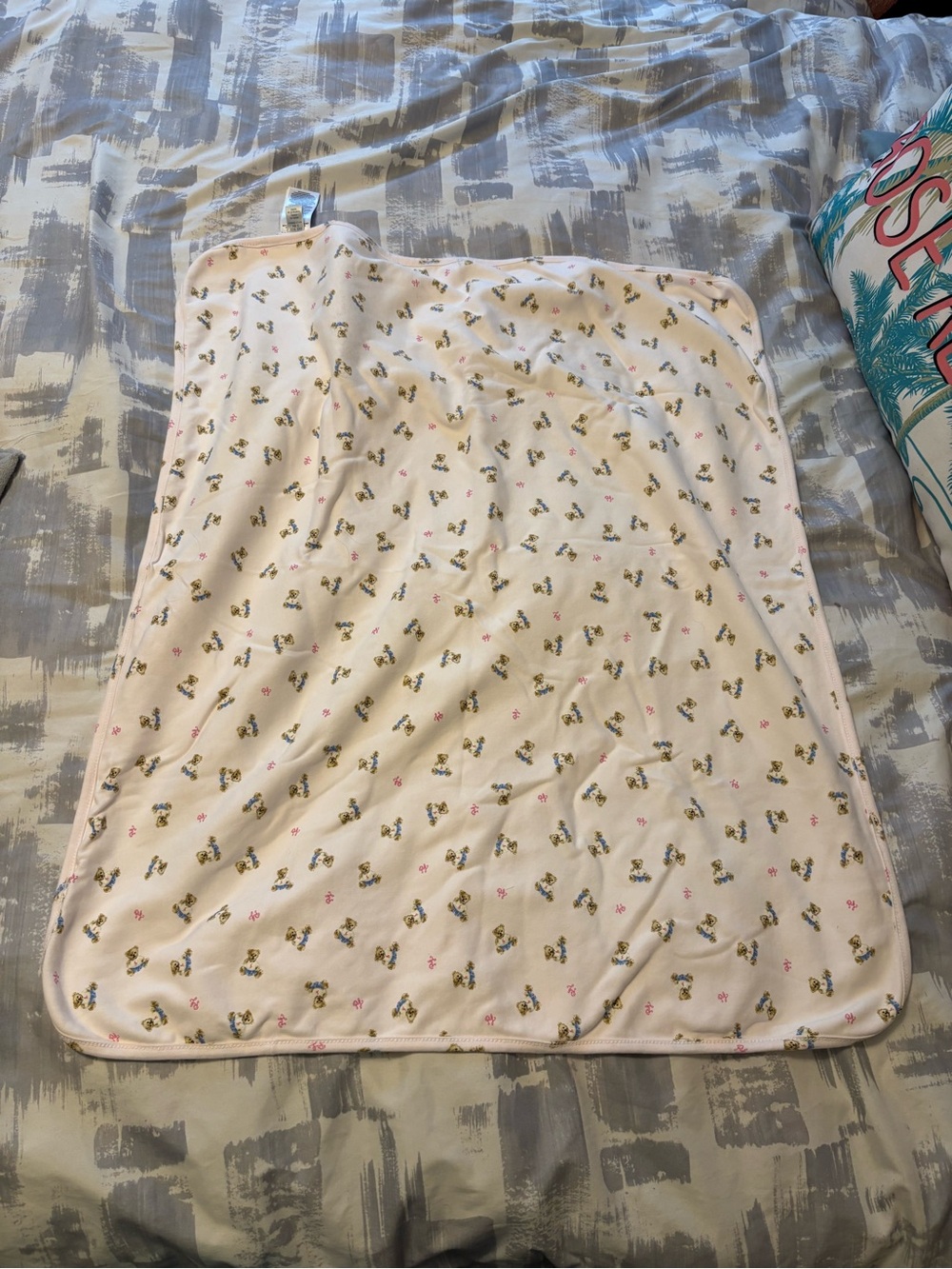 Soft Pink Bear Floral Baby Blanket